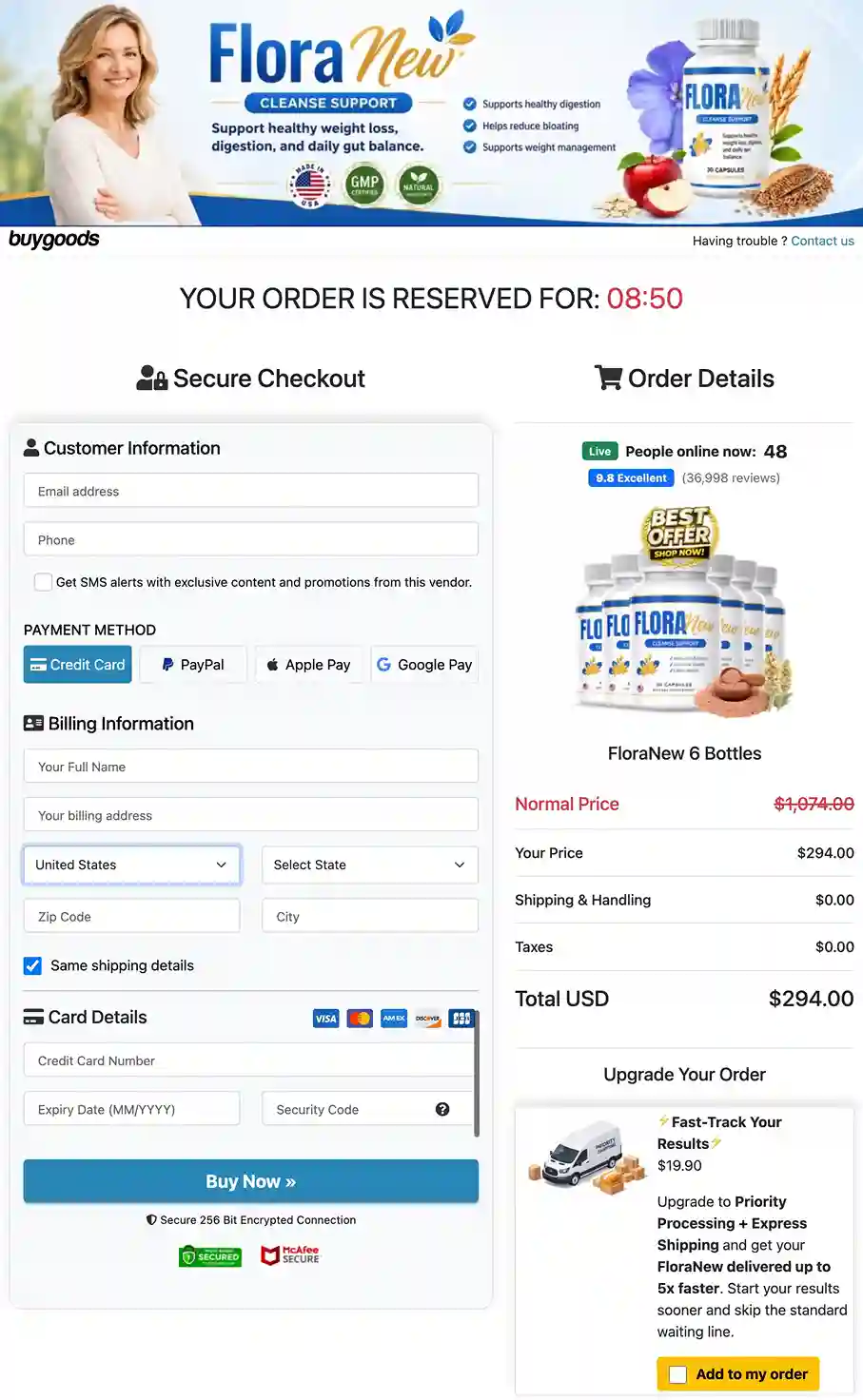FloraNew Secure Payment - All Major Cards, Encrypted Checkout